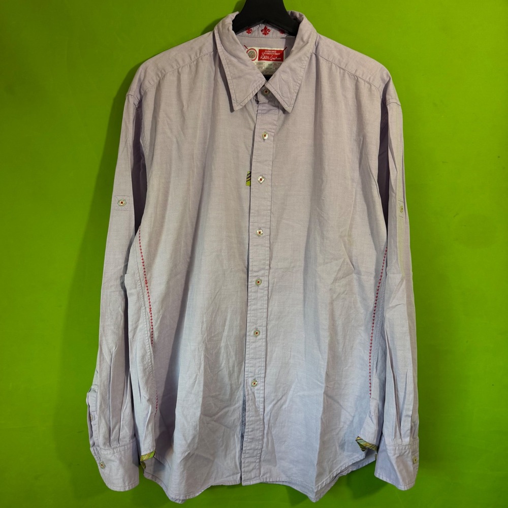 Robert Graham Freshly Laundered Shirt Mens XXL Purple Cotton Roll Tab